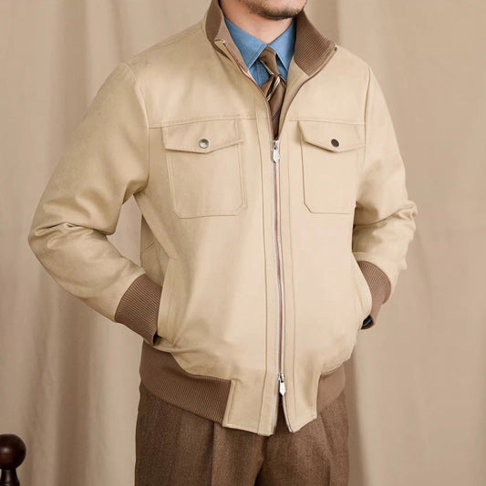 Jacke aus Kunstwildleder mit Kontrastdetails