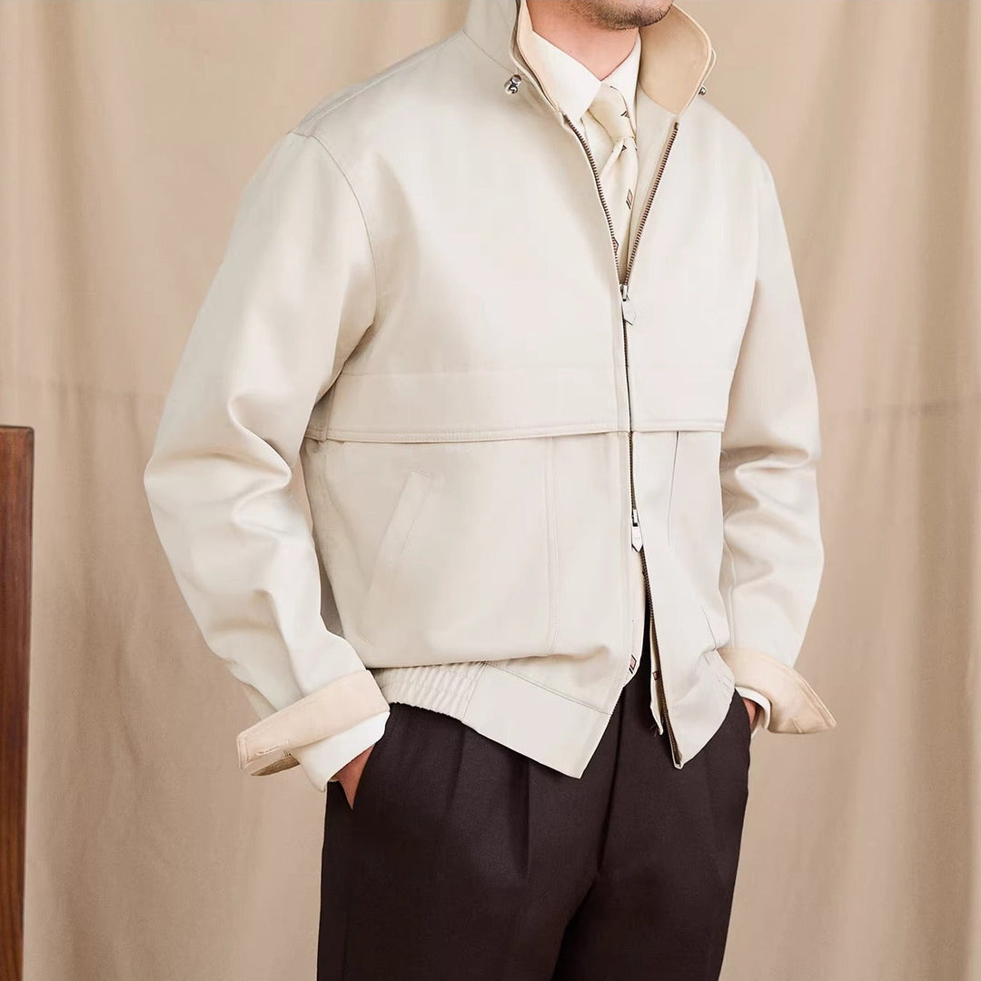 Jacke aus Baumwollmischung und Kunstwildleder