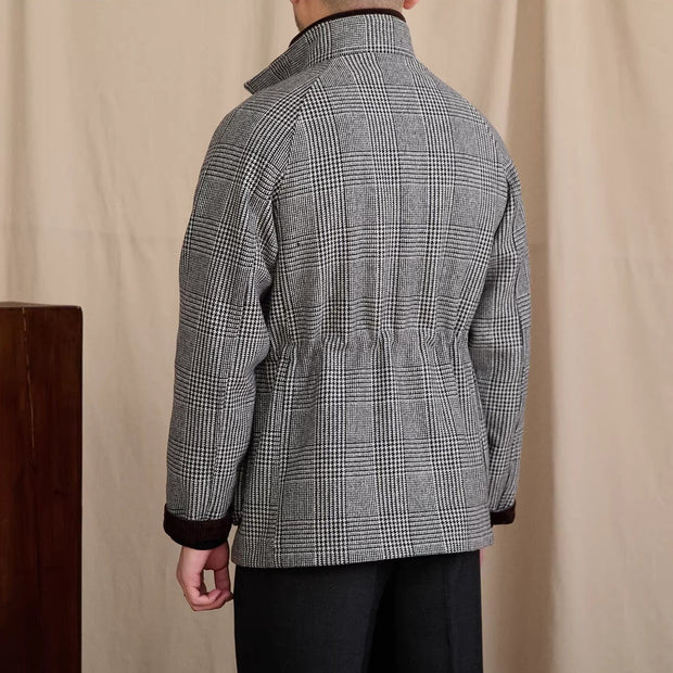 Jacke aus Wollmischung mit Prince-of-Wales-Muster und Wattierung