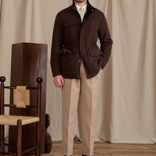 Jacke aus Wollmischung und Wildleder