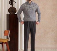 Pullover aus Wolle mit Fair-Isle-Muster und kurzem Reißverschluss