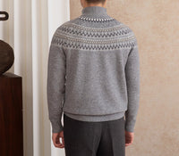 Pullover aus Wolle mit Fair-Isle-Muster und kurzem Reißverschluss