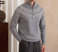 Pullover aus Wolle mit Fair-Isle-Muster und kurzem Reißverschluss