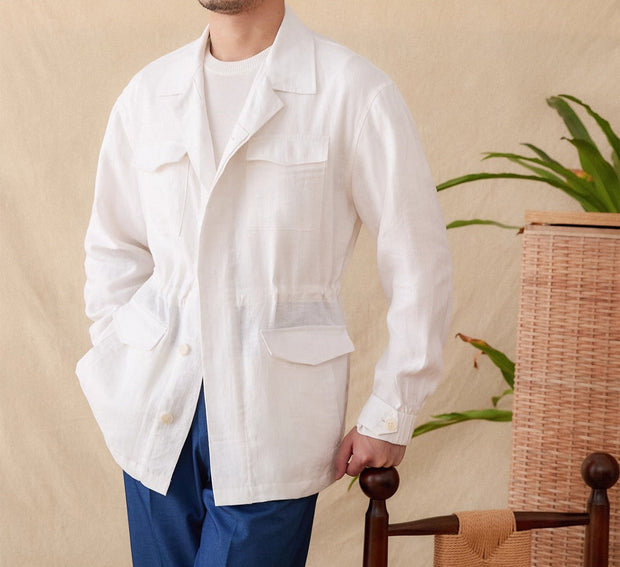 Hemdjacke aus Leinen mit Reverskragen