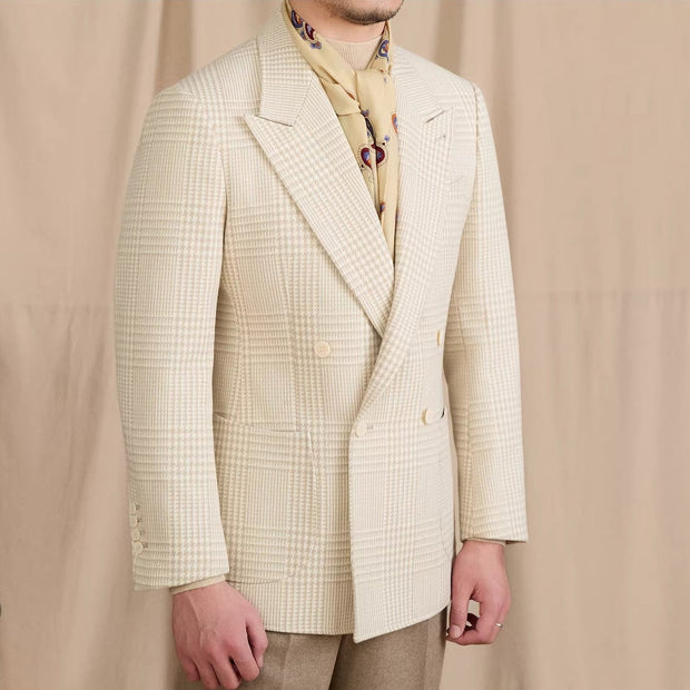 Jacke mit Prince-of-Wales-Muster und doppelreihigem Schnitt