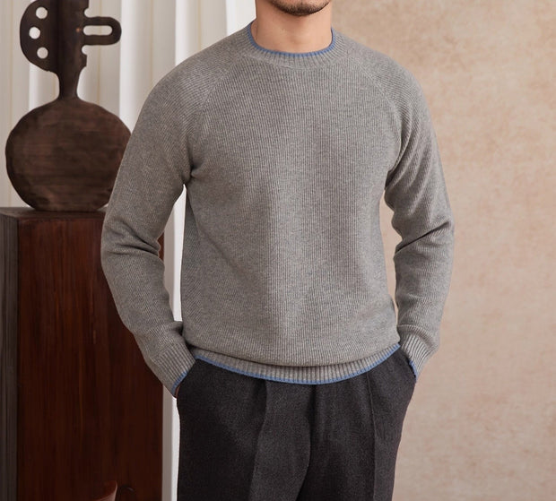 Pullover aus Wolle mit strukturierter Oberfläche und Kontrastdetails