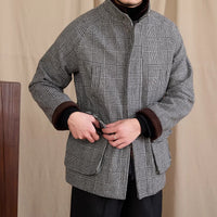 Jacke aus Wollmischung mit Prince-of-Wales-Muster und Wattierung