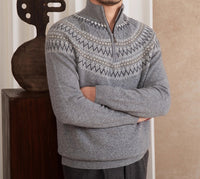 Pullover aus Wolle mit Fair-Isle-Muster und kurzem Reißverschluss