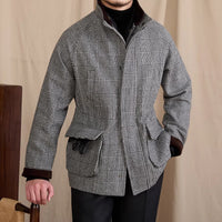 Jacke aus Wollmischung mit Prince-of-Wales-Muster und Wattierung