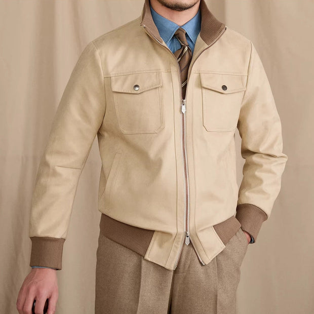Jacke aus Kunstwildleder mit Kontrastdetails