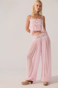 Blumenmuster Guipure-Spitzenhose mit hohem Bund und Ballonform