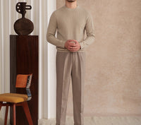 Pullover aus Wollmischung mit Rippstruktur und langen Ärmeln