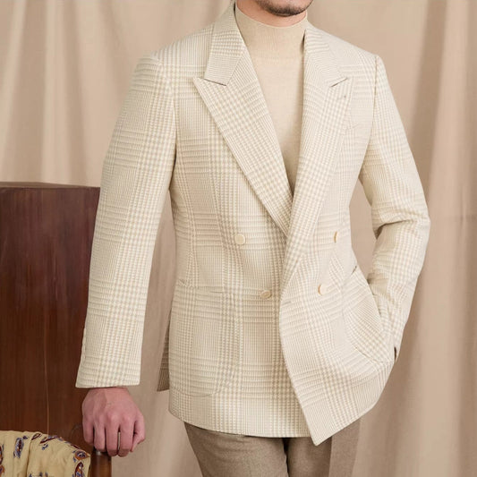 Jacke mit Prince-of-Wales-Muster und doppelreihigem Schnitt