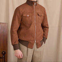 Jacke aus Kunstwildleder mit Kontrastdetails