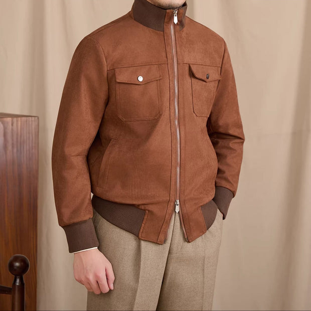 Jacke aus Kunstwildleder mit Kontrastdetails