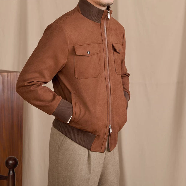 Jacke aus Kunstwildleder mit Kontrastdetails