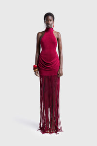 Azurblaues Rand-Halo-Langes Kleid