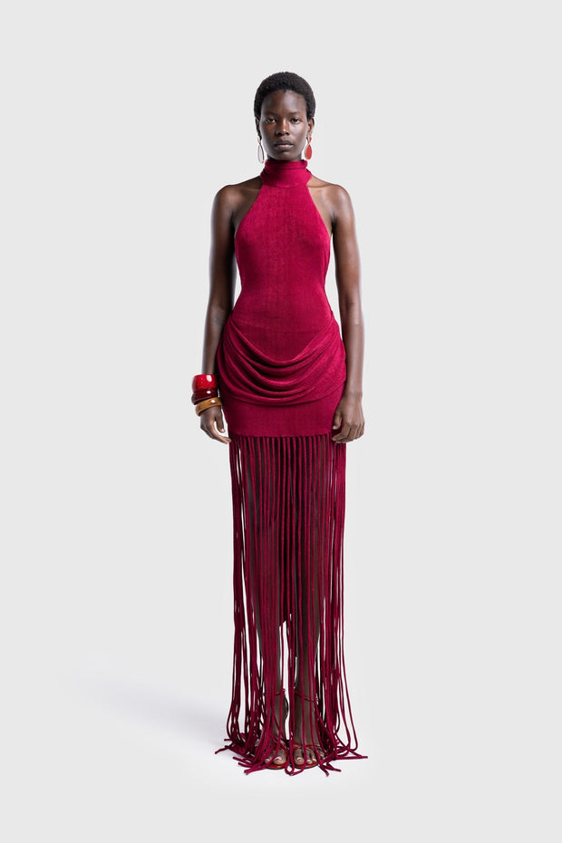Azurblaues Rand-Halo-Langes Kleid