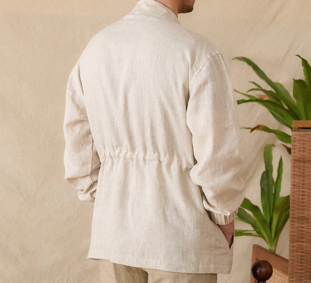 Hemdjacke aus Leinen mit Reverskragen