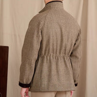 Jacke aus Wollmischung mit Prince-of-Wales-Muster und Wattierung