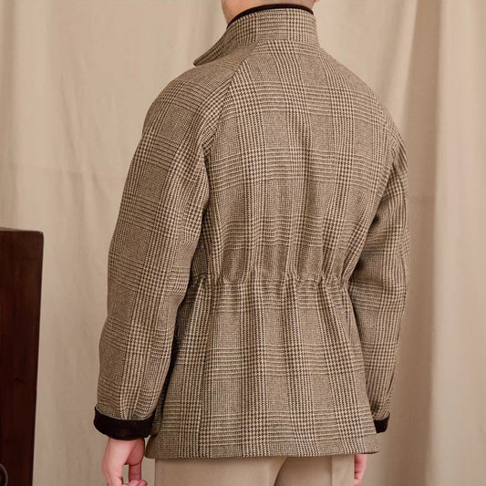 Jacke aus Wollmischung mit Prince-of-Wales-Muster und Wattierung