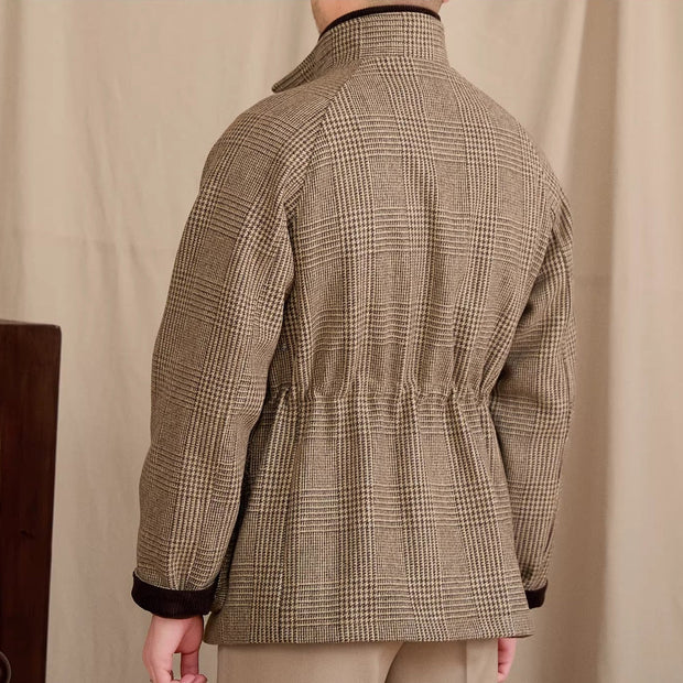 Jacke aus Wollmischung mit Prince-of-Wales-Muster und Wattierung