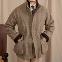 Jacke aus Wollmischung mit Prince-of-Wales-Muster und Wattierung