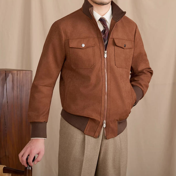 Jacke aus Kunstwildleder mit Kontrastdetails