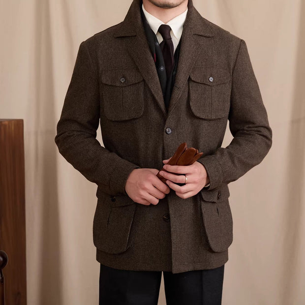 Jacke aus Wollmischung mit Reverskragen und Militärdetails