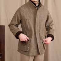 Jacke aus Wollmischung mit Prince-of-Wales-Muster und Wattierung
