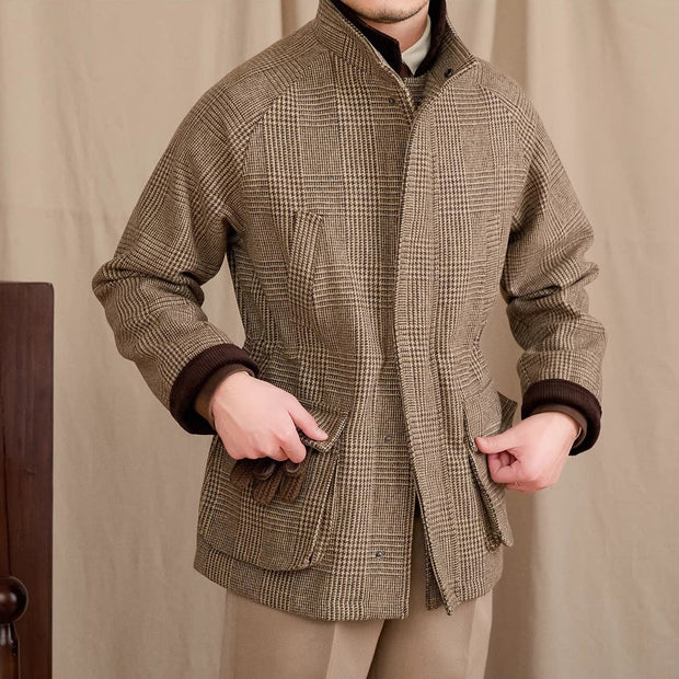 Jacke aus Wollmischung mit Prince-of-Wales-Muster und Wattierung