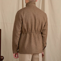 Jacke aus Wollmischung mit Fischgrätmuster und Wattierung