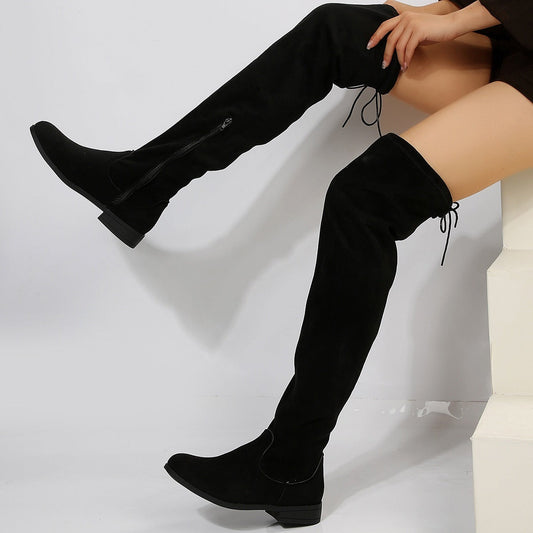 Hohe Overknee-Stiefel aus synthetischem Wildleder für Damen - Lianne