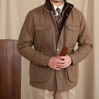 Jacke aus Wollmischung mit Fischgrätmuster und Wattierung