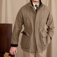 Jacke aus Wollmischung mit Prince-of-Wales-Muster und Wattierung