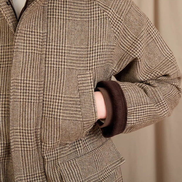 Jacke aus Wollmischung mit Prince-of-Wales-Muster und Wattierung