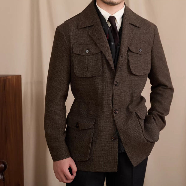 Jacke aus Wollmischung mit Reverskragen und Militärdetails