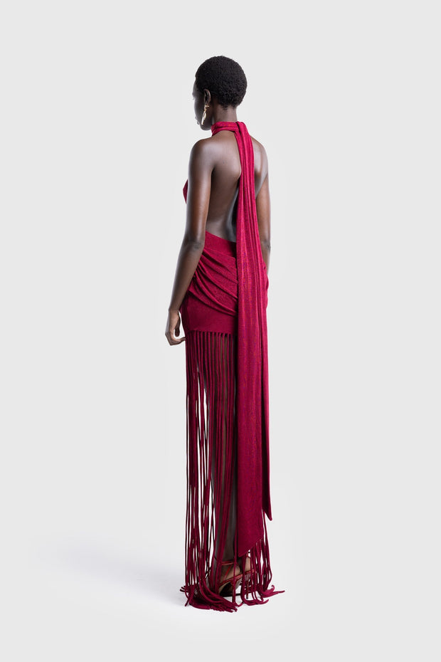 Azurblaues Rand-Halo-Langes Kleid