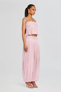 Blumenmuster Guipure-Spitzenhose mit hohem Bund und Ballonform