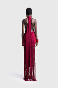Azurblaues Rand-Halo-Langes Kleid