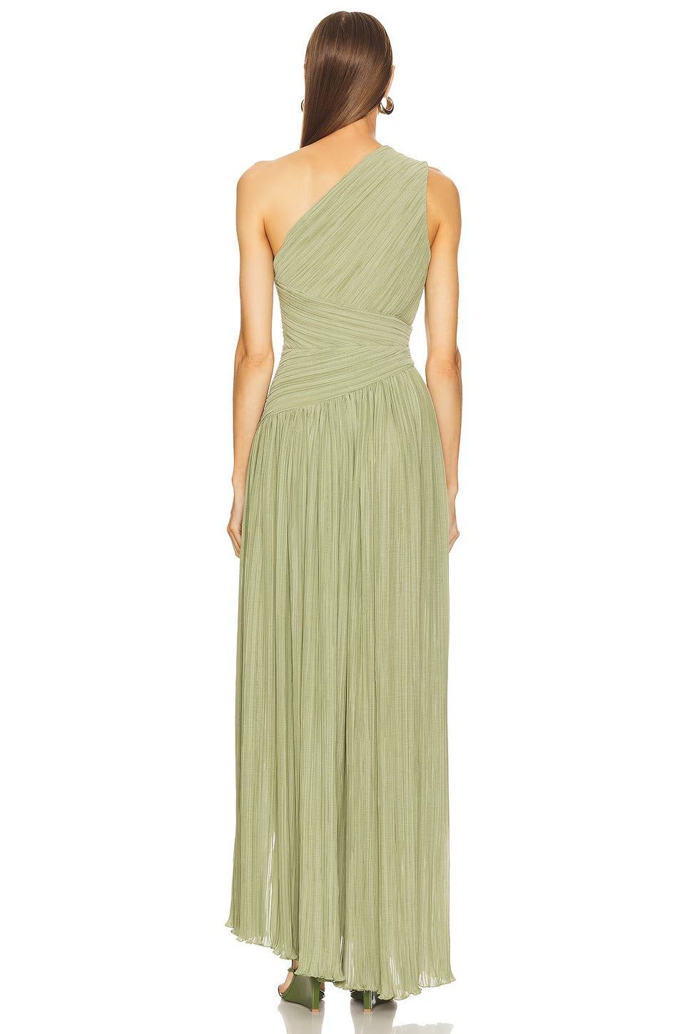 Elegantes Midi-Kleid mit einer schulter und Plisseefalten im modernen Stil