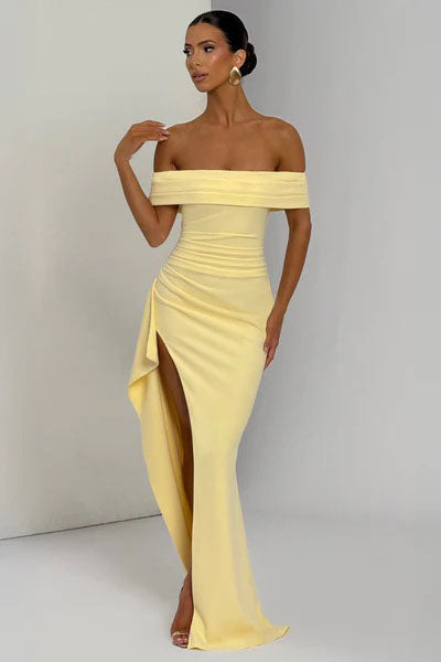 Joyce Langes Kleid in Zitronengelb
