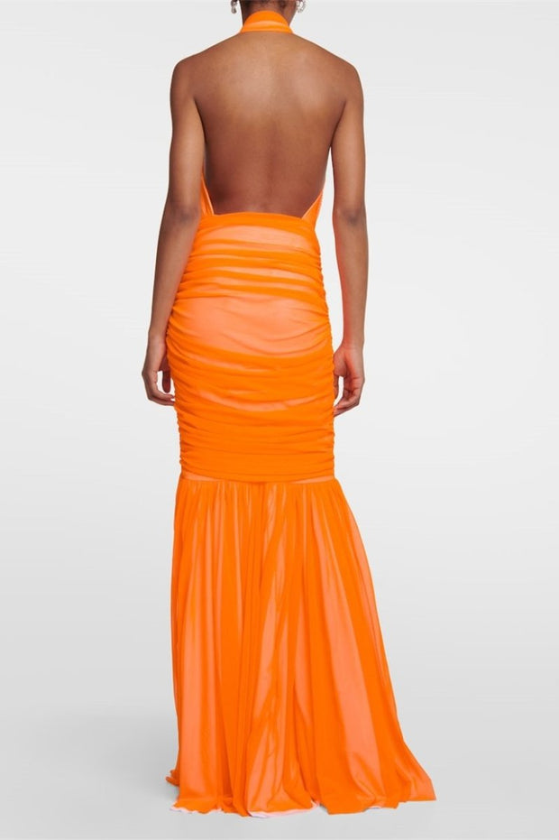 Jodie Cross Neckholder-Langes Kleid