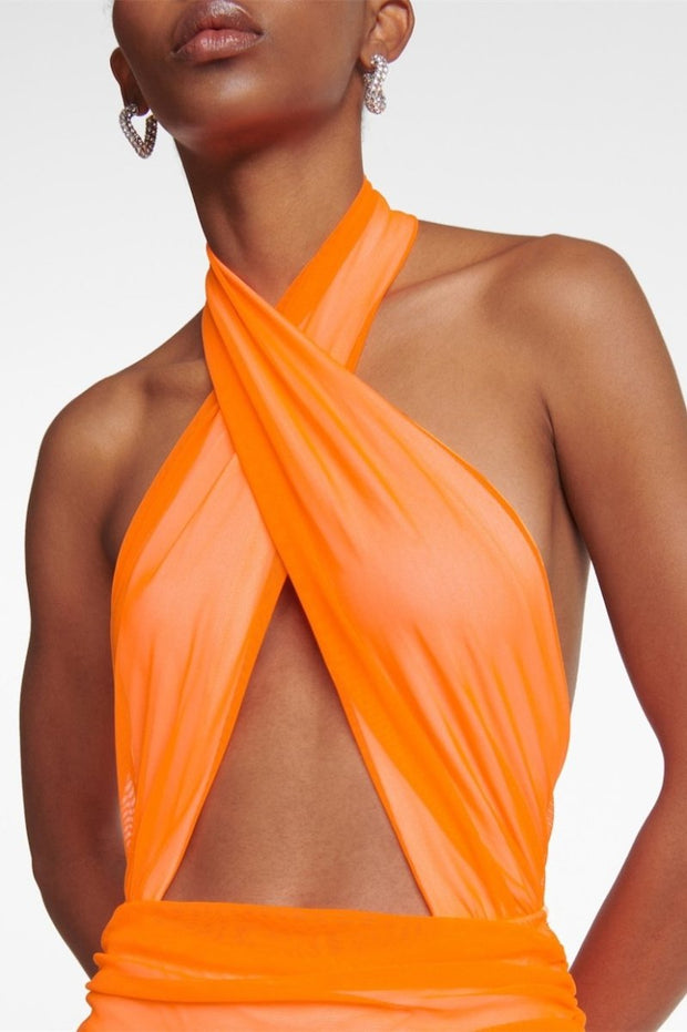 Jodie Cross Neckholder-Langes Kleid