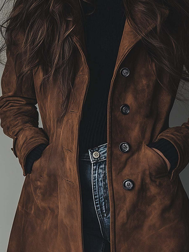 Vintage Wildleder Trenchcoat