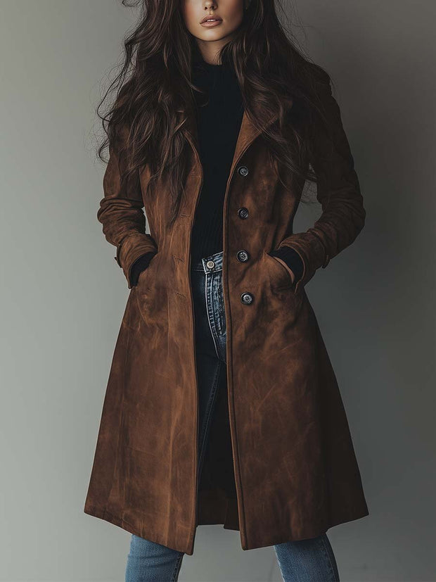 Vintage Wildleder Trenchcoat