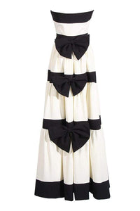 Karen Langes Kleid mit Schleife und Farbblockdesign