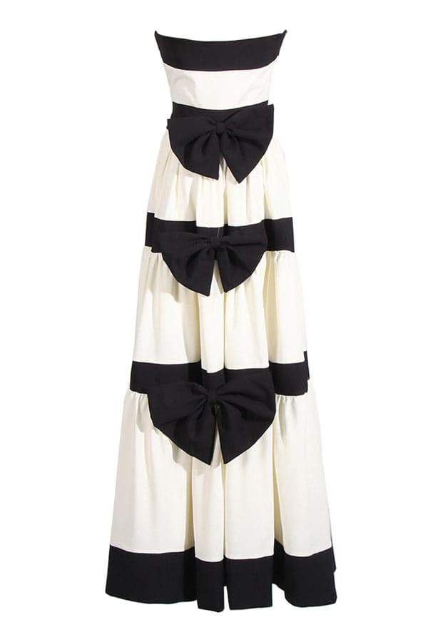 Karen Langes Kleid mit Schleife und Farbblockdesign
