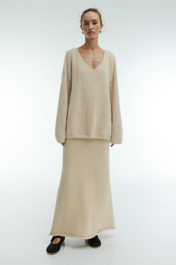 Barbara Strickset mit V-Neck und langen Ärmeln
