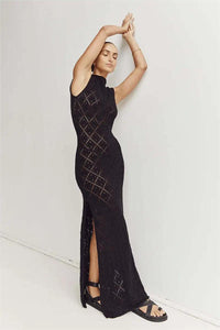 Lynn – Langes Kleid aus Strick mit Schlitz